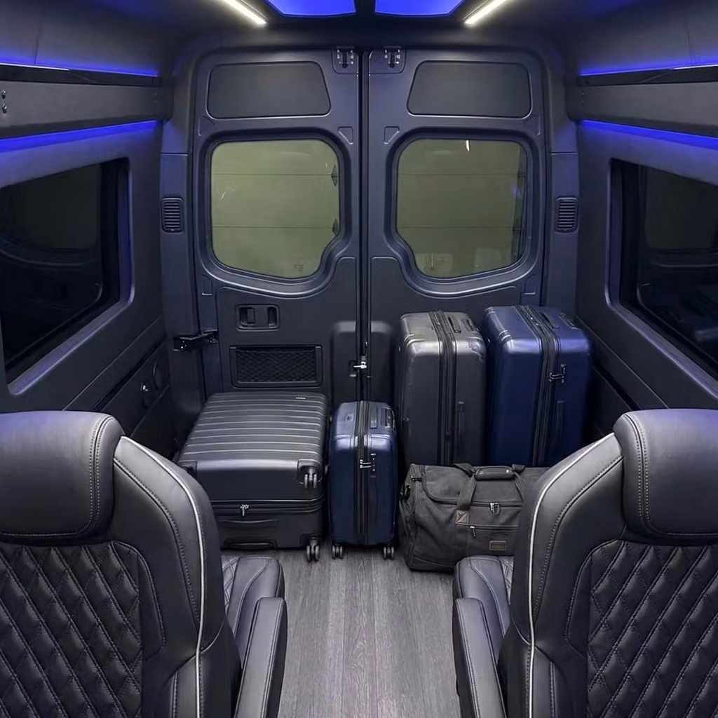 rexburg sprinter van rental with driver luggage area